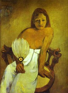 Girl With A Fan — Eugène Henri Paul Gauguin, Post-impressionism