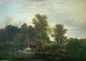 Sluice Gate, River Wensum, Norfolk — Alfred Stannard