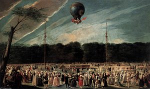 Ascent Of The Monsieur Bouclé-s Montgolfier Balloon In The G....dens Of Aranjuez — Antonio Carnicero Y Mancio