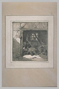 A Man Sitting Under A Kind Of Lean — Richard Parkes Bonington