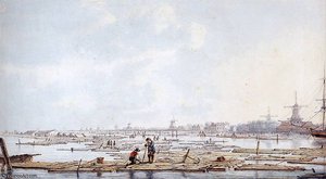 Wooden Rafts Pm The Biesbosch Sun — Abraham Van Strij