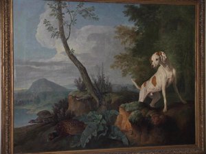 Chien À L'arrêt Devant Un Perdreau Rouge Et Un Faisan — Alexandre François Desportes