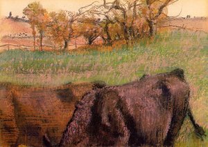 Landscape. Cows In The Foreground — Edgar Degas, Impressionism