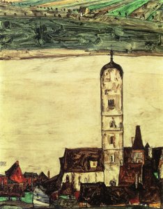 Stein On The Danube, Seen From The Kreuzberg (small Version) — Egon Schiele, Expressionism