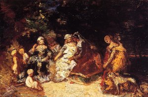 Elegant Women And Cupids — Adolphe Joseph Thomas Monticelli