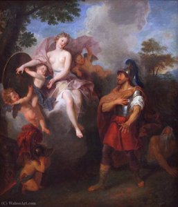 Venus bringing weapons to Aeneas