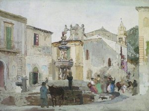 Piazza del Duomo, Taormina, Sicily, Looking up to the Carmine Church