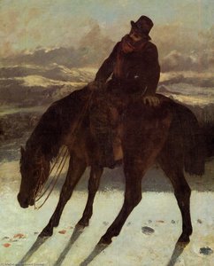 Jäger Auf Pferd, Schnee Bedeckt Der Weg — Gustave Courbet