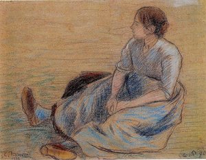 Woman Sitting On The Floor (1890) — Camille Pissarro