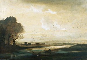 River Landscape With A Boat — Philip Hugh Padwick