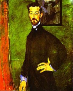 Portrait Of Paul Alexandre Against A Green Background — Amedeo Clemente Modigliani, Expressionism
