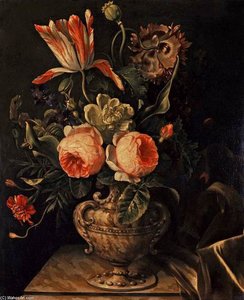 A Vase Of Flowers — Willem Van De Velde The Elder