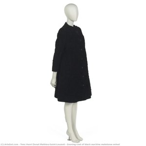 Evening Coat Of Black Machine Matelasse Velvet — Yves Saint Laurent, Contemporary Fashion