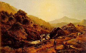 Figures On A Path By A Rocky Stream — Sidney Richard Percy