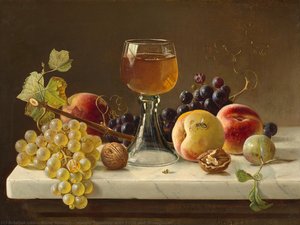 Marble Tabletop With Fruit And Wineglass — William Milne Ramsey