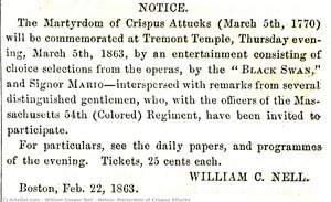 Notice: Martyrdom of Crispus Attucks