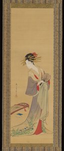 Courtesan with Fan and Koto
