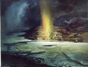Aufbrechendes Eis Mit Regenbogen Uber Steckborn — Otto Dix