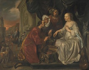 Rebecca Receiving Presents From Abraham"s Servant, Hendrick Heerschop, 1656 — Hendrick Heerschop