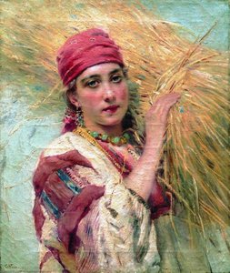 Girl With A Sheaf — Konstantin Yegorovich Makovsky