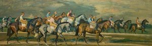 Coming Off The Heath, Exercising The Horses, Newmarket — Sir Alfred James Munnings