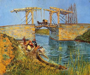 Langlois Bridge At Arles With Women Washing, The — Vincent Willem Van Gogh, Post-impressionism