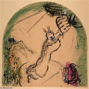 Moses Receiving The Tablets Of Law — Marc Chagall, Naive Art