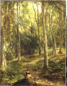 Young Girl Bathing Her Feet — Thomas Creswick