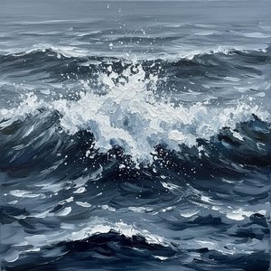Monochromatische Woge: Eine Singuläre Studie Turbulenter Gezeiten Und Ätherischer Weißer Wellenkämme — Christian Noiret, Zeitgenössische Abstraktion