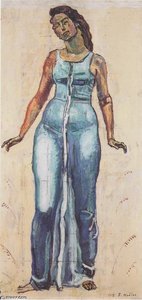 Standing Female Figure In A Blue Dress — Ferdinand Hodler