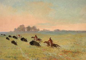 Comanche Indians Chasing Buffalo — George Catlin