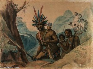 Chief Of The Bororenos Preparing For An Attack — Jean-baptiste Debret