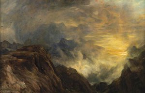 Mountain Mist, Sun Rise (lake District) — Henry Clarence Whaite