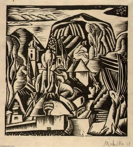 Untitled (view Of Hill Town In Czechoslovakia) — Jan Matulka