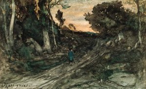 Figure On A Wooded Path — Henri-joseph Harpignies