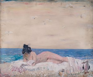Nude Female Model (reading On The Seashore) — Sir William Newenham Montague Orpen, Realism