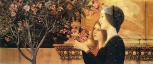 Dos Chicas Con Una Adelfa — Gustav Klimt