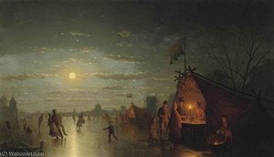 Skaters Before A Riverside Town — Johann Mongles Culverhouse