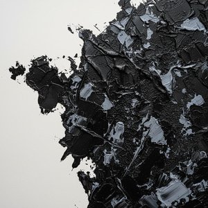 Fragmented Obsidian: A Monochromatic Study Of Tension And Sculptural Chaos — David Moreau, Plaster & Texture Art