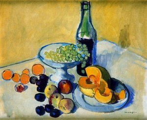 Melon, Fruit And Wine Bottle — Josep Mompou Dencausse