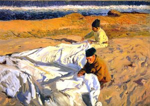 Mending The Sail — Joaquín Sorolla Y Bastida, Impressionism