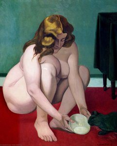 Squatted Woman Offering Of Milk To A Cat — Félix Vallotton, Post-impressionism