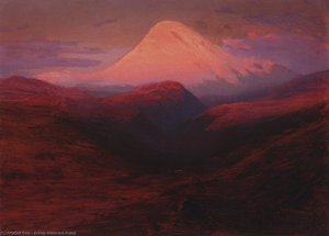 Elbrus in the evening. Pink sunset