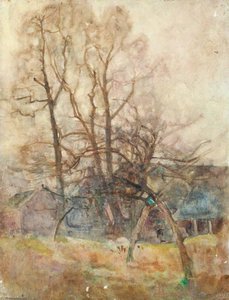 Farm Buildings And Woodland — Benjamin Haughton
