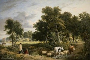 Landscape, Cattle Crossing A Stream — George Vincent
