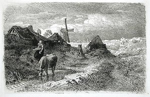 Dutch Landscape With Woman And Cow — Andreas Achenbach