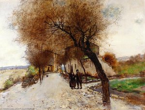 Strollers Leaving A Village — Jean-françois Raffaelli, Impressionism