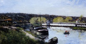 Barge On The Seine At Basd-meudon — Albert-charles Lebourg, Impressionism
