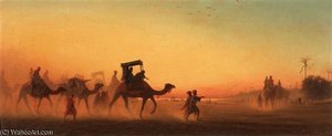 Caravane Au Soleil Couchant — Charles Théodore Frère Dit Frère Bey