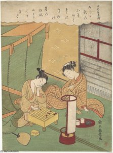 Man And Woman Playing Shogi — Suzuki Harunobu